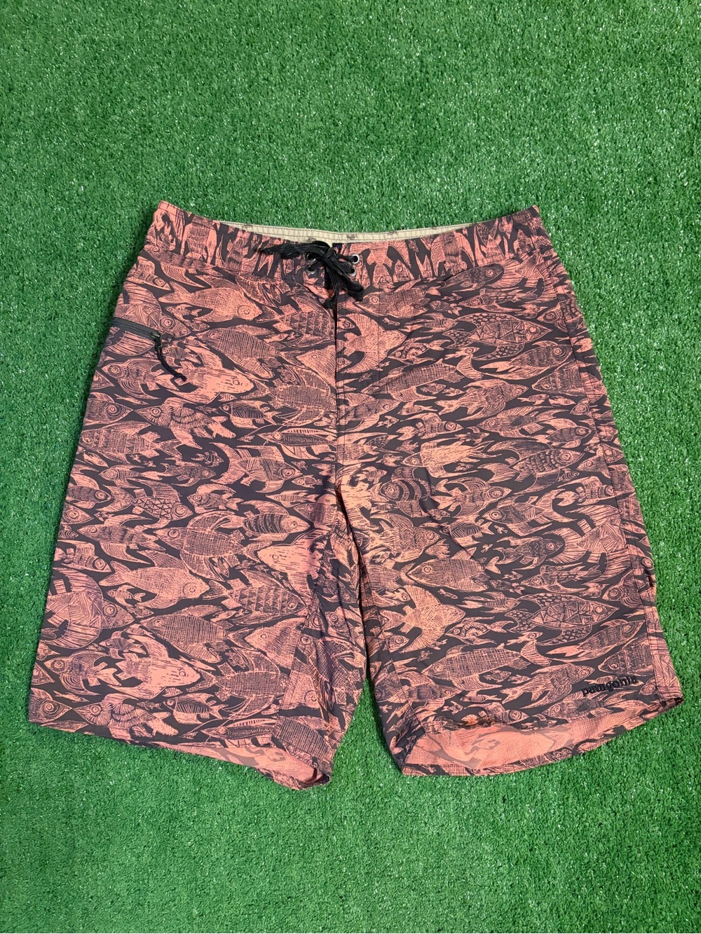 Patagonia Fish AOP Salmon Colored Swim Trunks